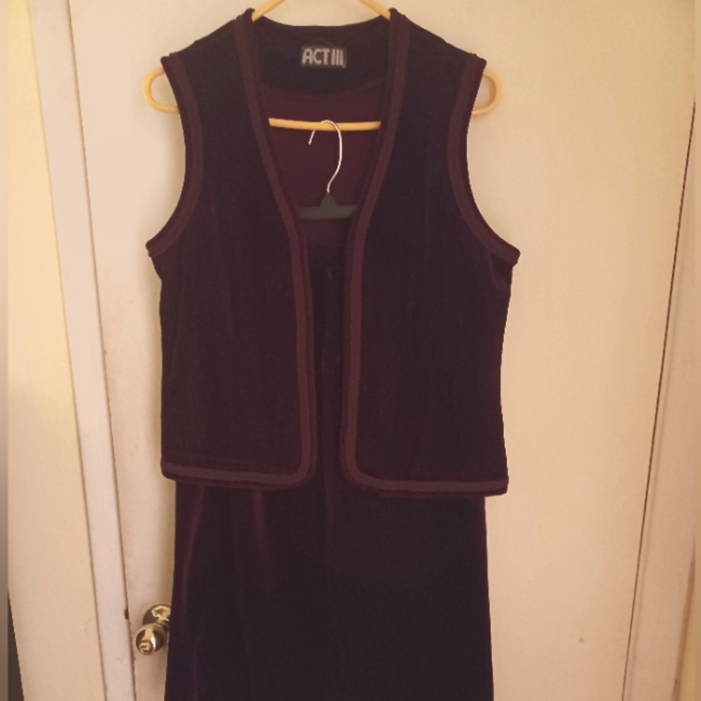 Burgundy velvet skirt/vest